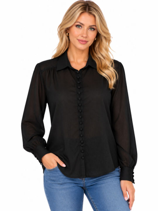 Long Sleeve Women's Shirt Black WC-AM23-2023-27SH-BLACK