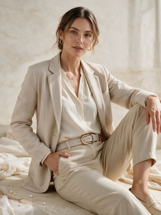 Damen-Ledergürtel Beige
