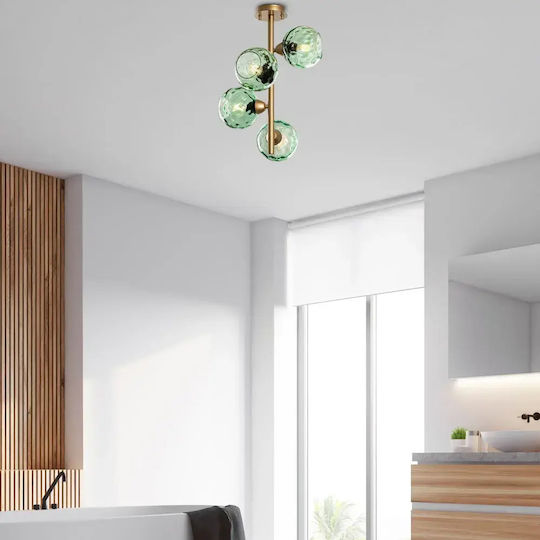 Opviq Benek Pendelleuchte Grün für 15 Leuchtmittel E27 10×10 cm