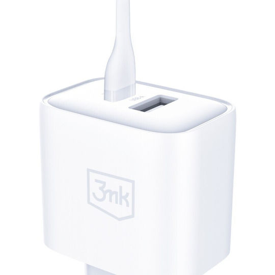 3MK Wireless Charger with USB-A Port and USB-C Port 20W Quick Charge 3.0 White (Dualcharge)