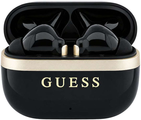 Glossy Gold Lineprinted Classic Logo In-ear Bluetooth Handsfree Headphones with Gold Charging Case