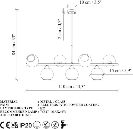 Opviq Benek Pink Pendant Light for 15 E27 Bulbs 10x10 cm