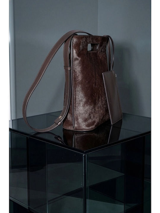 Leather Women's Shoulder / Crossbody Bag Suede Marrone
