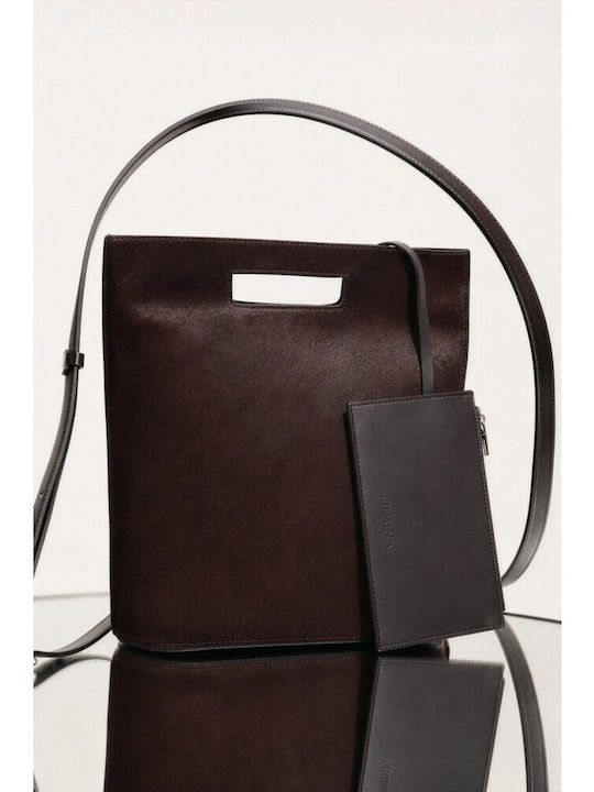 Leather Women's Shoulder / Crossbody Bag Suede Marrone