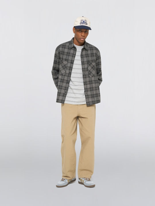 Ace Flannel Ls Cămașă Flanelată cu Mânecă Lungă, Croială Oversized, Negru/Gri
