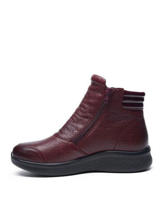 Burgundy Leather Women's Ankle Boots