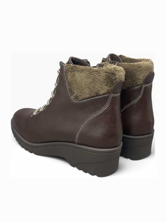 Ghete de Damă din Piele cu Toc Mediu Maro GY-08662-2-2