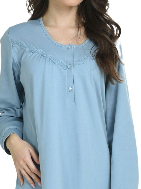 Primavera Winter Women's Nightgown Light Blue
