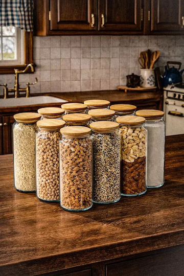 Hermia Set 12 Bucăți de Borcane cu Utilizare Generală cu Capac din Sticlă Transparentă 1400 ml 12 Bucăți Hermia Set 12 Bucăți de Borcane cu Utilizare Generală cu Capac din Sticlă Transparentă 1400 ml 12 Bucăți