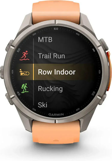 Fenix 9 Pro InReach Titanium 43 мм Водоустойчив смартчасовник с пулсомер (каишка от силикон в цвят Shell Pink/Autumn Orange)