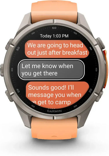 Fenix 9 Pro InReach Titanium 43 мм Водоустойчив смартчасовник с пулсомер (каишка от силикон в цвят Shell Pink/Autumn Orange)