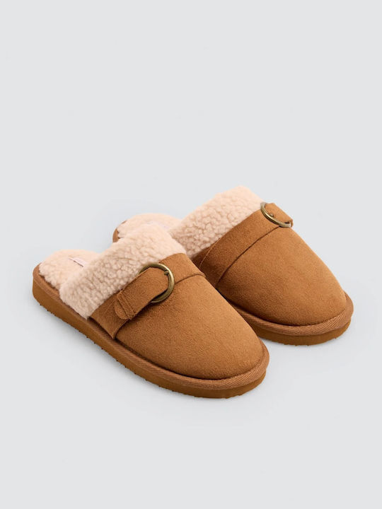 Winter Women's Slippers with Brown Fur