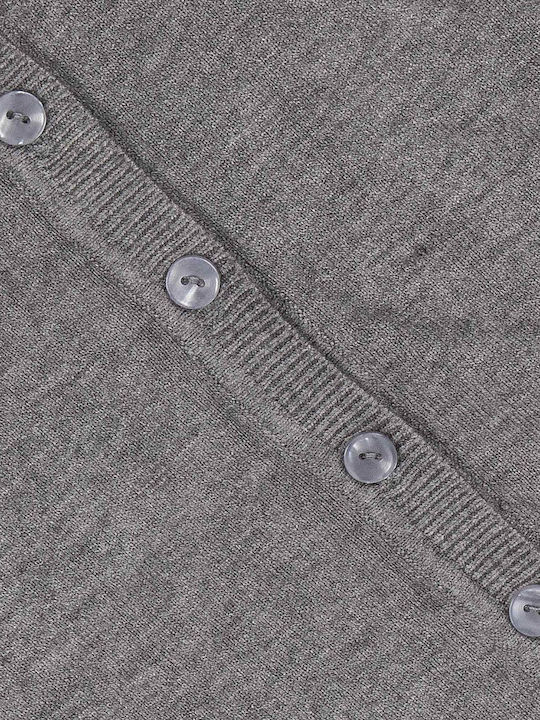 Lange Damen-Strickjacke mit Knöpfen Grau
