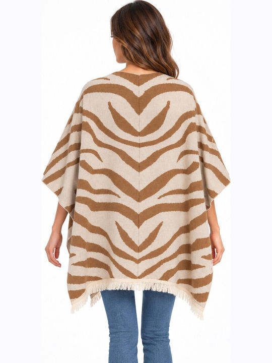 Damenponcho Beige