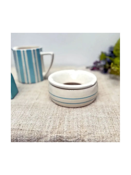 Keramik-Aschenbecher Adam Frosted Blue Stripe D 14,5 Cm H 6 Cm