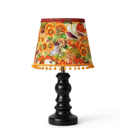 Oxygen E27 Table Lamp with Shade and Orange Base