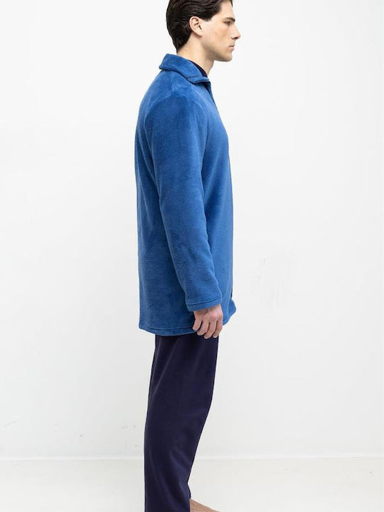 Odyssey Winterlicher Herrenbademantel Blau