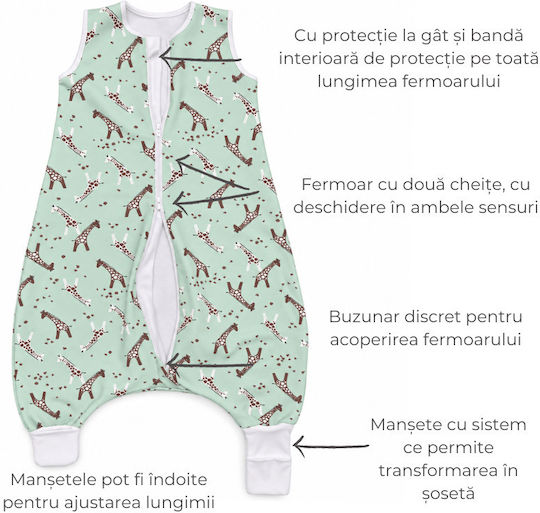 Kidizi Spring Sleeping Bag with Legs 1 Tog Green