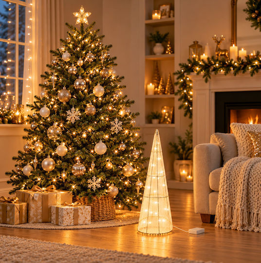 Illuminated Cone Tree 60cm White Illuminated Cone Tree 60cm White