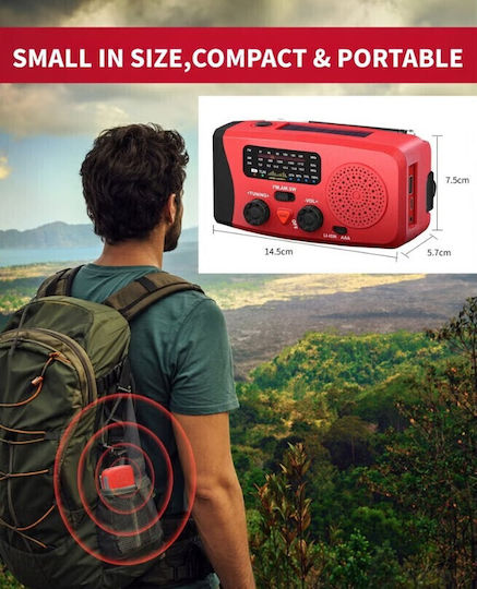 Joc A320 Retro Portable Solar Radio with USB Red