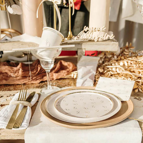 Papierbecher „40“ Leinenoptik mit Goldenen Details 6 Stück