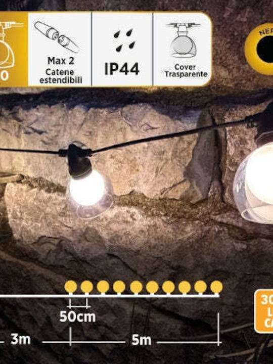 GBC Wasserdichte LED-Lichterkette IP44 8 m mit 10 Lampen Warmweiß