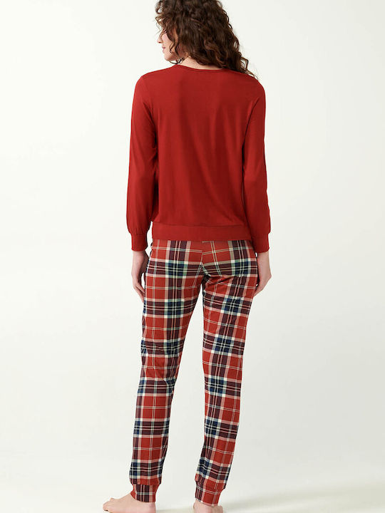 Vamp Winter Women's Cotton Pyjama Set Red