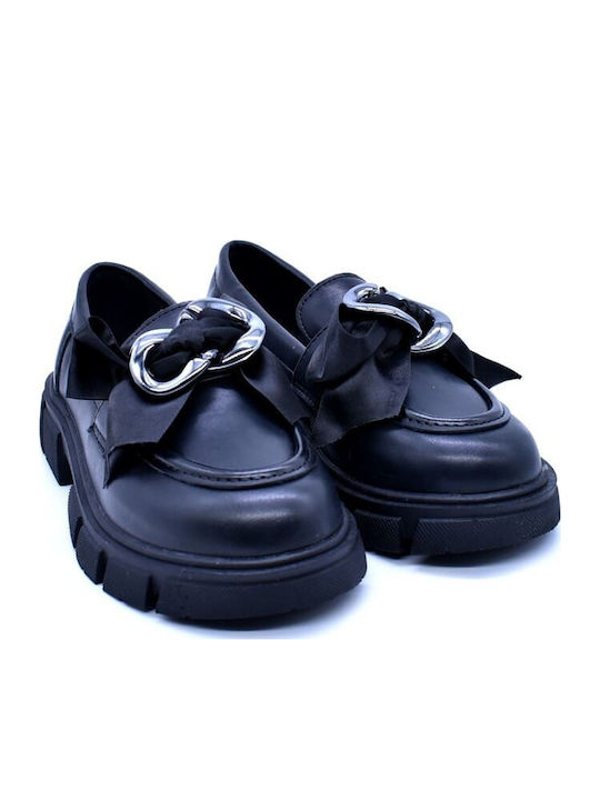 Anatomic Kids Black PU Leather Moccasins