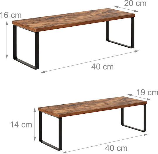 Relaxdays Tischständer Metall 40 x 20 x 16 cm 2 Stück Braun
