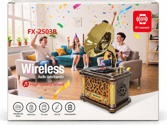 AM Retro Tragbares Wiederaufladbares Radio mit Bluetooth und USB in Braun