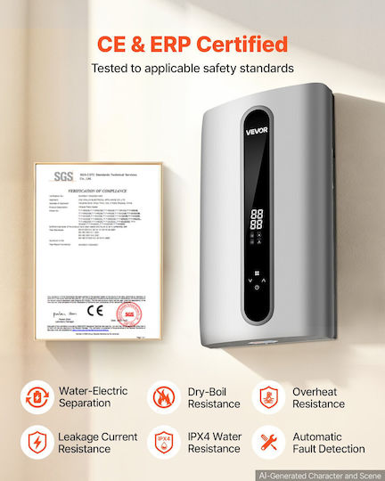 Vevor Wall-Mounted Instant Water Heater for Bathroom / Kitchen Three-Phase 24kW