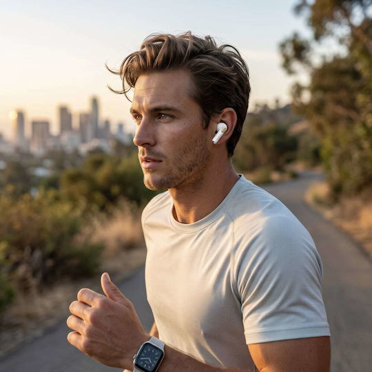 Glossy Gold Lineprinted Classic Logo Earbud Bluetooth Handsfree Headphones with Pink Charging Case