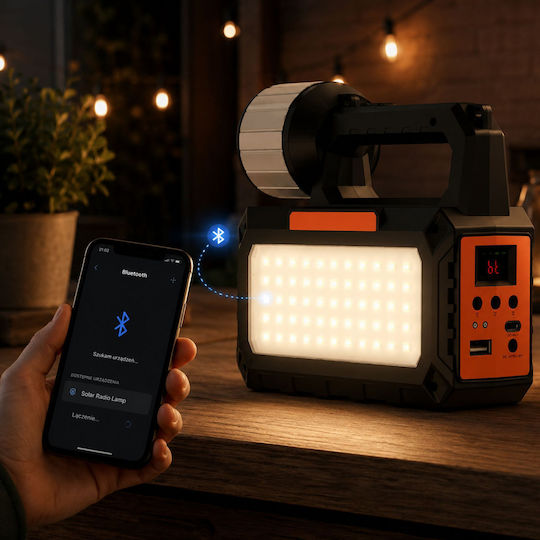 Verk Group Λάμπα Led Ηλιακή για Camping με Φακό & Ραδιόφωνo 3.5W Μπλε
