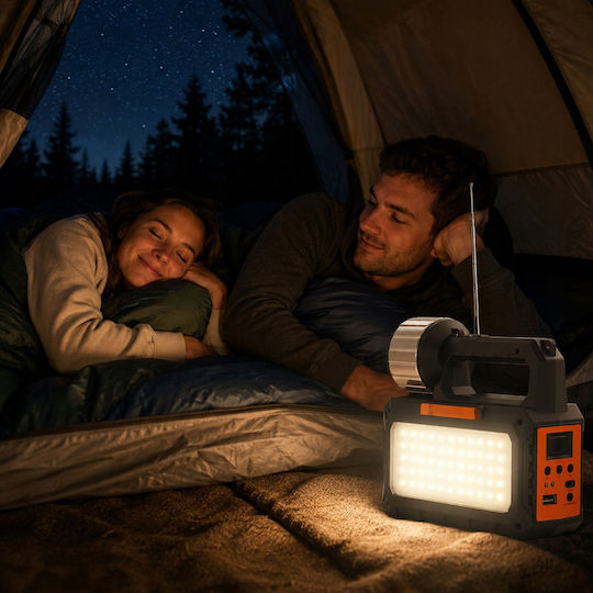 Verk Group Λάμπα Led Ηλιακή για Camping με Φακό & Ραδιόφωνo 3.5W Μπλε
