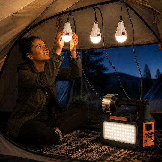 Verk Group Λάμπα Led Ηλιακή για Camping με Φακό & Ραδιόφωνo 3.5W Μπλε