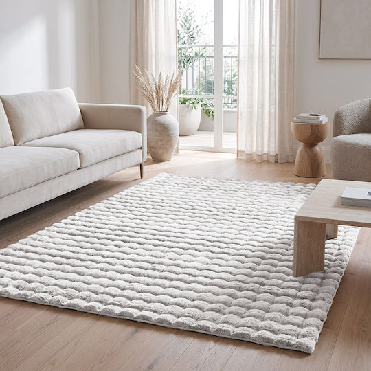 Beauty Home 9661 Rutschfester Rechteckiger Fellteppich Weiß 155x230cm 9661-155Χ230-Weiß