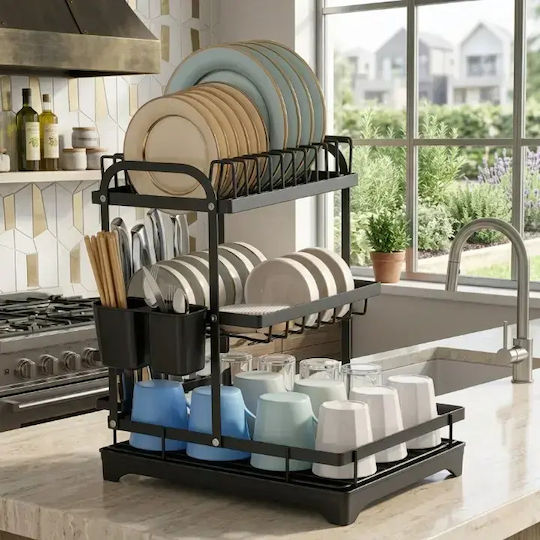 Scurgător pentru Chiuvetă Metalic Negru 42x30x47.5cm