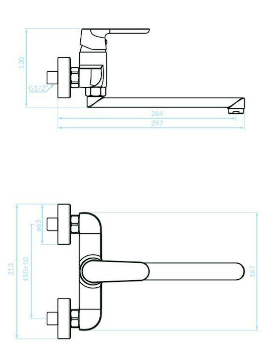 Kuchinox White Wall-Mounted Kitchen Faucet Kuchinox White Wall-Mounted Kitchen Faucet