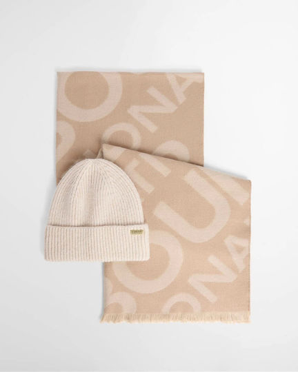 Women's Set with Knitted Beanie in Beige