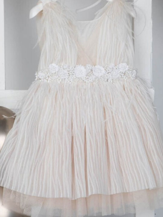 Bambolino Ecrufarbenes Taufkleid aus Tüll