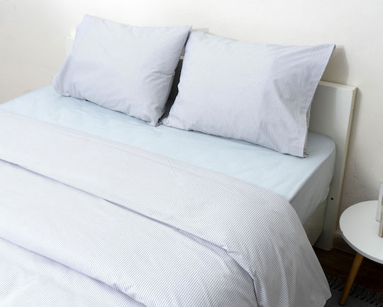 Viopros Double Bed Sheet Set with Elasticated Fitted Sheet 160x200+25cm Grey (4pcs)