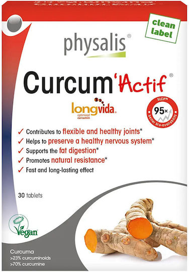 Physalis Curcum’actif Curcumin Turmeric 30 Vegan Tablets