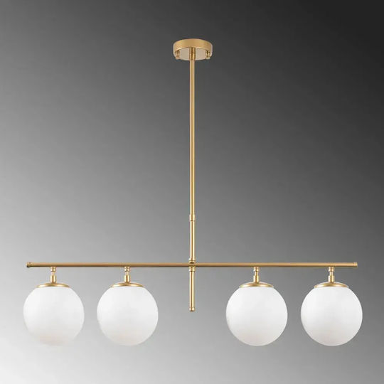 Opviq Gold Hängelampe Gelb Schiene für 4 Lampen E14, E.14 81x15x36cm.