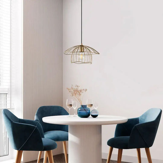 Opviq Mantar Lumini Suspendate Galbene cu Bază de Bec E27 35x35x112cm