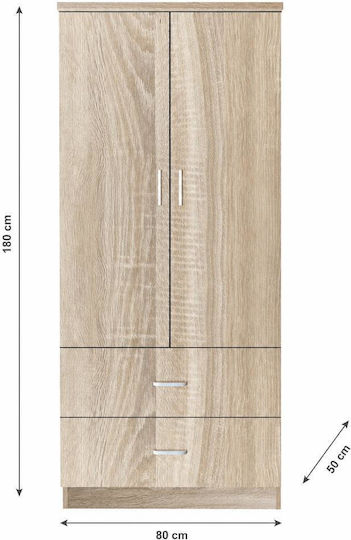 Closet Δίφυλλη Ντουλάπα 80x50x180cm Φυσικό Closet Δίφυλλη Ντουλάπα 80x50x180cm Φυσικό