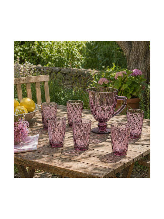 Cryspo Trio Kare Purple Κανάτα με Ποτήρια 1200ml 7τμχ
