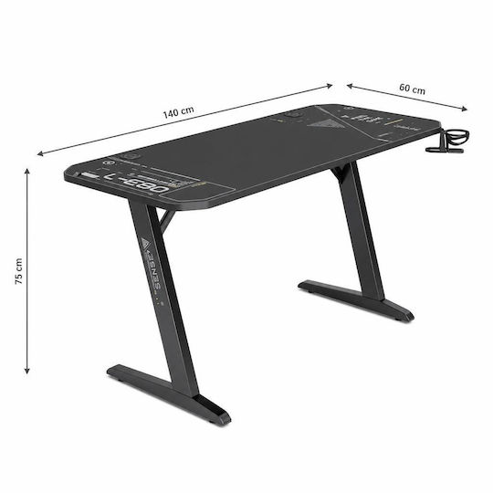 Γραφείο Gaming Nomad Γυάλινο Czarne 140x60x75εκ.