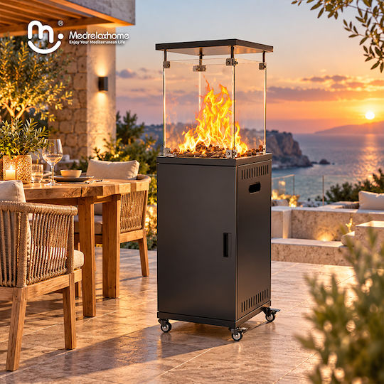 Medrelaxhome Încălzitor Pe Gaz Tip Șemineu Negru 13kW