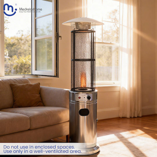 Medrelaxhome LPG Außenheizung Leuchtturm Edelstahl 11kW