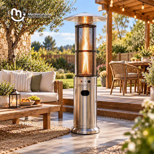 Medrelaxhome LPG Außenheizung Leuchtturm Edelstahl 11kW
